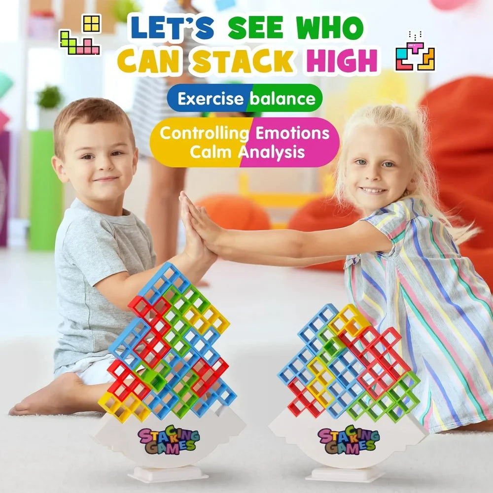Tower Tumble: The Wobbly Stacking Block Challenge for Kids & Adults