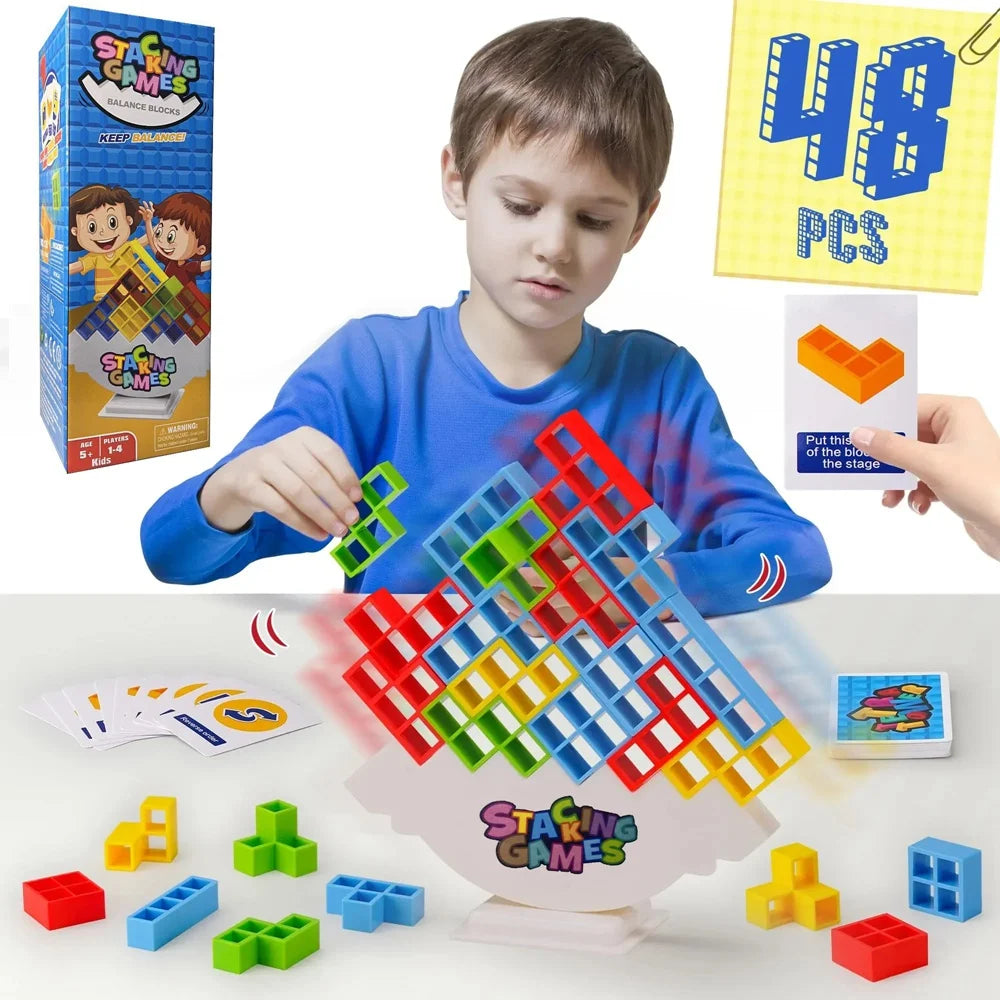 Tower Tumble: The Wobbly Stacking Block Challenge for Kids & Adults