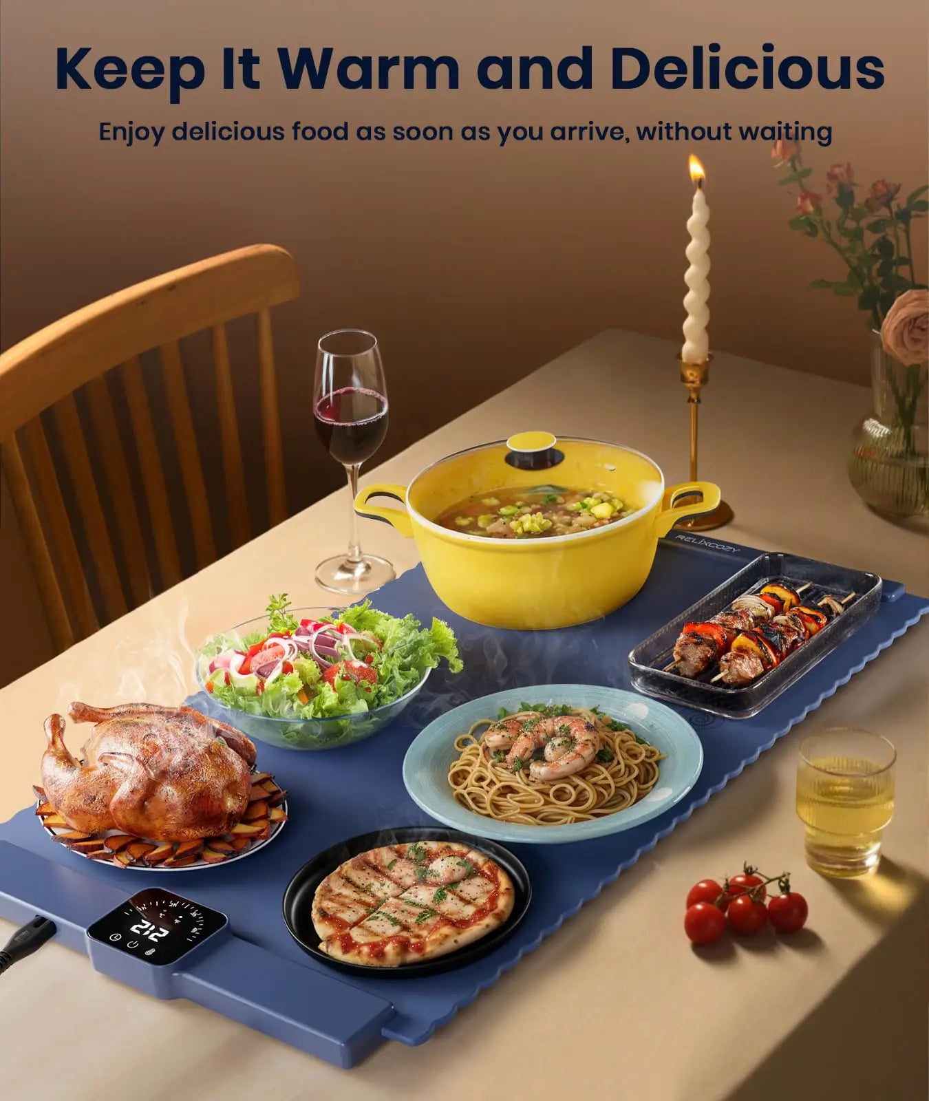 WarmServe: Electric Warming Mat with Timer and Child-Lock