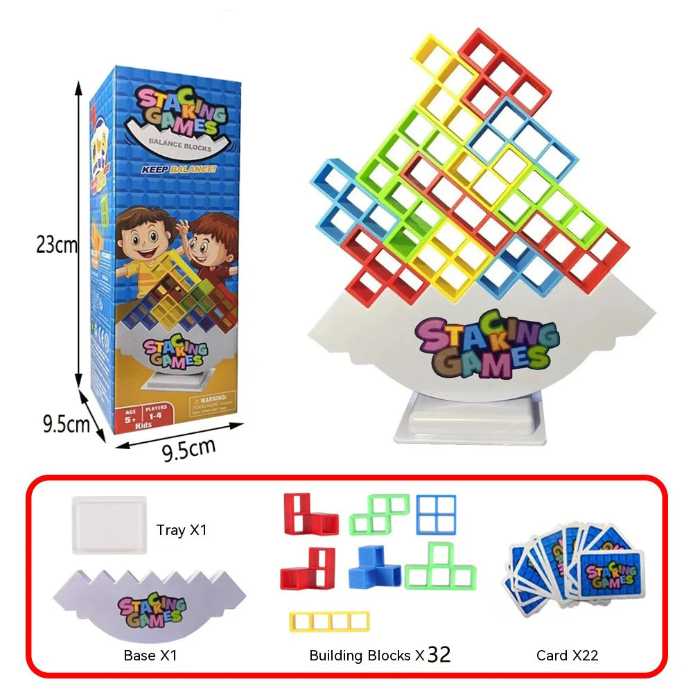 Tower Tumble: The Wobbly Stacking Block Challenge for Kids & Adults