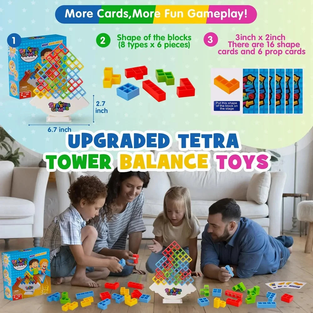 Tower Tumble: The Wobbly Stacking Block Challenge for Kids & Adults