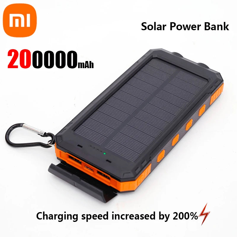 SolarCharge Max™ – 200,000mAh Portable Power Bank with USB-C & Solar Panel