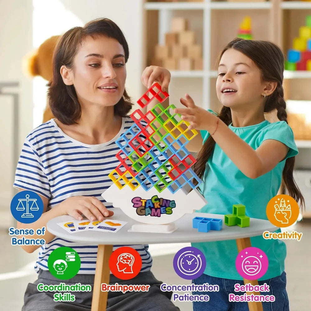 Tower Tumble: The Wobbly Stacking Block Challenge for Kids & Adults