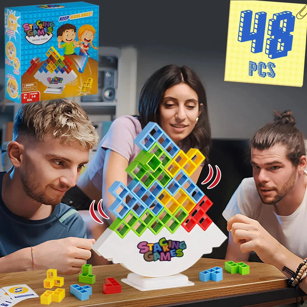 Tower Tumble: The Wobbly Stacking Block Challenge for Kids & Adults