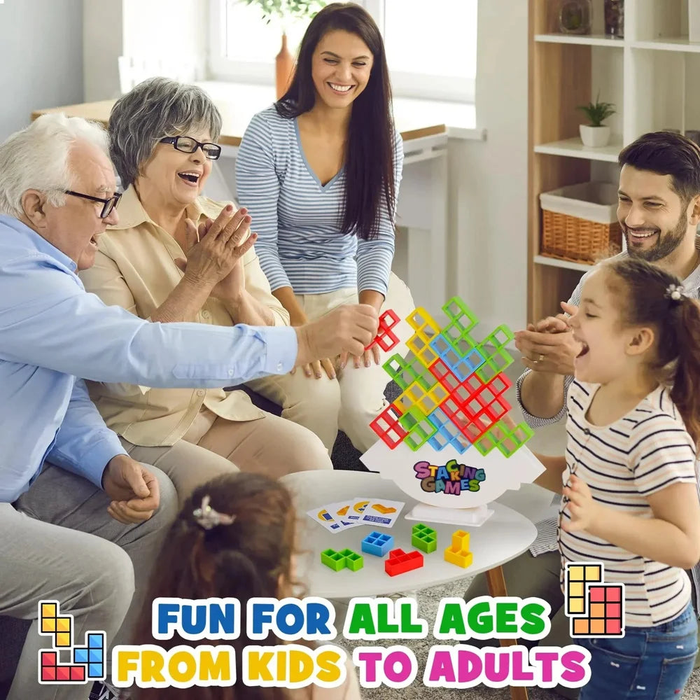 Tower Tumble: The Wobbly Stacking Block Challenge for Kids & Adults