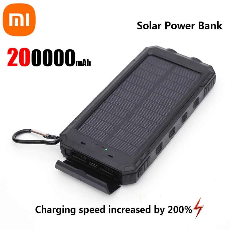 SolarCharge Max™ – 200,000mAh Portable Power Bank with USB-C & Solar Panel